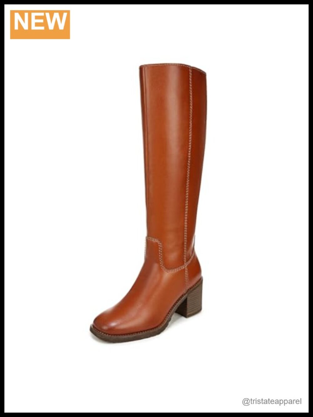Eco Friendly Man-Made Leather Knee High Block Heel Boots Square Toe Zip